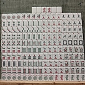 economico Forniture per feste-Set di mahjong americano: 166 tessere bianche con borsa rossa e accessori; 4 rastrelliere per mahjong tutto in uno con spingitori; set completo di mahjong occidentale.