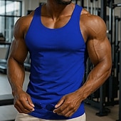 abordables Camisetas sin mangas de gimnasio-Hombre Camiseta sin mangas Top Camisetas Interiores Camisa sin mangas Sin Mangas Cuello redondo Primavera verano Plano Patrón Moda Design Vacaciones Calle Noche Negro Blanco Azul Real Camiseta