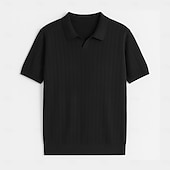 economico Polo classica da uomo-Per uomo Polo Maglione polo lavorato a maglia Affari Casuale Scollo a V Manica Corta Formale Tinta unica Novità Estate Tutte le stagioni Blu chiaro Cachi chiaro Nero Bianco Verde militare Caffè Polo