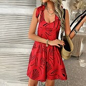 abordables Mono-Mujer Normal Mono Casual Floral Sin Mangas Escote en U Estampado Calle Noche Ajuste regular Rosa Verde Ejército Rojo Verano