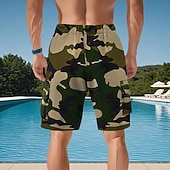economico Vacanza-Per uomo Pantaloncini cargo Shorts Pantaloncini Estivi Coulisse Elastico in vita Multi-tasche Mimetico Comodità Indossabile Lunghezza al ginocchio All&#039;aperto Sport Quotidiano Moda Casual Verde