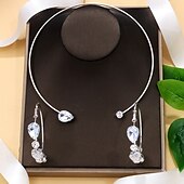 cheap Jewelry Sets-Bridal Jewelry Sets Two-piece Suit Imitation Diamond 1 Necklace Earrings Women&#039;s Classic Sweet Lovely Classic Drop Love Jewelry Set For Wedding Gift Casual