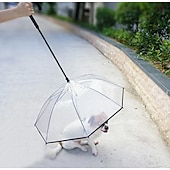 abordables Paraguas-Paraguas para perros pequeños, correa transparente para paraguas, impermeable, paraguas para pasear perros con cadena de metal, equipo de lluvia para exteriores para mascotas.