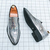 abordables Semi-formel-Chaussures à enfiler pour hommes à imprimé serpent métallisé turquoise - tendance, modernes, parfaites pour les sorties décontractées et les événements avant-gardistes