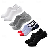 billiga herrstrumpor-Herr 4 Par Multipack Socka Löparstrumpor Vardagliga strumpor Svart Vit Färg Färgblock Semester Sport &amp; Utomhus Dagligen Grundläggande Medium Vår Höst Mode Ledigt