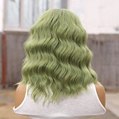 cheap Synthetic Lace Wigs-Synthetic Lace Wig Curly Style 14 inch Green Middle Part U Part Wig Women&#039;s Wig Black / Green