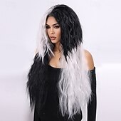 levne Syntetické trendy paruky-Syntetické paruky Curly Weave Micro Locs Vrstvený střih S ofinou na stroji Paruka Dlouhý 28&quot; A1 Umělé vlasy Dámské Klasické Pohodlné Zářící barvy Černá Bílá