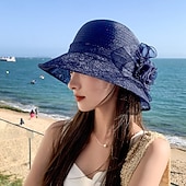 voordelige Feesthoeden-Organza Kentucky fascinatorhoed voor dames - Derby cocktail tea party zonnehoed bruiloft bruidsbloem kerkhoed opvouwbaar