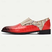 billiga Uttalande Skor-Herr Monk skor Promenad Affär Ledigt PU Läder Vävd nylon Andningsfunktion Bekväm Halksäker Loafers Röd Sommar Vår