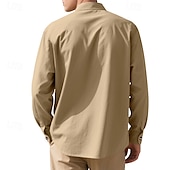 economico Camicie di lino-Per uomo Camicia Camicia di lino Camicia casual Camicia con Bottoni Camicia di cotone Semplice Vacanza Camicia hawaiana Nero Bianco Rosa Viola Manica Lunga Colletto alla coreana Primavera Autunno