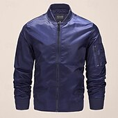 preiswerte Herrenjacken &amp; Herrenmäntel-Herren Bomberjacke übergangsjacke Ausgehen Tasche Frühling &amp; Herbst Einfach Klassisch Stehkragen Regulär Schwarz Gelb Rot Königliches Blau Hellgrau Jacken