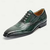 abordables Chaussures de Costume Classiques-Chaussures à lacets en cuir de crocodile vert haut de gamme pour hommes avec des détails élégants pour les dîners formels et les événements de gala