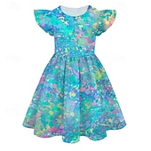 baratos Vestido 3D Shining Vision-Meninas 3D cor Vestido Sem Manga Verão Primavera Férias Diário Feriado Lindo Doce Infantil 4-12 anos Vestido casual Vestido A Line Altura dos Joelhos Normal