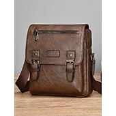 economico Borselli da uomo-Borsa a tracolla da uomo in similpelle – borsa a tracolla vintage con fibbia e tasca con cerniera, elegante e pratica per lavoro, viaggi e uso quotidiano – regalo perfetto per la festa del papà