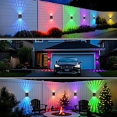 Недорогие Уличные светильники-2/4 шт. настенный светильник на солнечных батареях, водонепроницаемый, светящийся вверх и вниз, садовый светильник для забора, дома, заднего двора, террасы, крыльца, праздничного ландшафтного