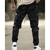 voordelige Cargobroeken-Voor heren Cargohosen Broek Camouflage broek Trekkoord Elastische taille Meerdere zakken camouflage Draagbaar Buiten Dagelijks Kamperen&amp;Wandelen Modieus Klassiek Zwart Leger Groen
