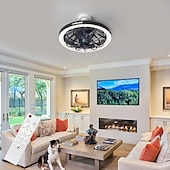 cheap Light Bulbs-1 Pc E26/27 Socket Ceiling Fan Light Remote Control Three Color Adjustable Wind Speed Timing Adjustable Dining Room Bedroom Living Room Ceiling Fan Light 100-240v