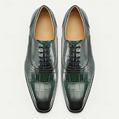 abordables Chaussures de Costume Classiques-Chaussures à lacets en cuir de crocodile vert haut de gamme pour hommes avec des détails élégants pour les dîners formels et les événements de gala