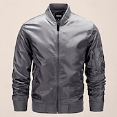 preiswerte Herrenjacken &amp; Herrenmäntel-Herren Bomberjacke übergangsjacke Ausgehen Tasche Frühling &amp; Herbst Einfach Klassisch Stehkragen Regulär Schwarz Gelb Rot Königliches Blau Hellgrau Jacken