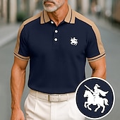 preiswerte Klassisches Poloshirt für Herren-Herren Baumwoll-Poloshirt Golfshirt Geschäft Revers Kurzarm Mode Basic Farbblock Patchwork Bestickt Sommer Weinrot Schwarz Grün aschgrau Dunkel Blau Hellblau Baumwoll-Poloshirt