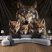 billige dyretepper-Dyr Ulver Hengevev Veggkunst Stor Hengevev Mural Dekor Fotograf Bakgrunn Teppet Gardin Hjem Soverom Stue Dekorasjon