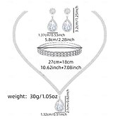 economico Parure di gioielli-Set di gioielli da sposa, 1 set di orecchini con strass e zirconi, collana e braccialetti, elegante set di gioielli artistici alla moda da donna per matrimoni, feste e abiti da sera.