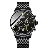 abordables Relojes mecánicos-Reloj de moda para hombre, cronógrafo de acero inoxidable, malla de cuarzo, reloj de pulsera para hombre, resistente al agua, luminoso, fecha, relojes deportivos para hombre.