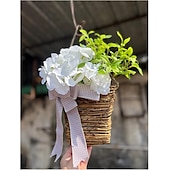 cheap Wreaths &amp; Garlands-Cream Hydrangea Door Hanger Basket Wreath Spring Wreath Floral Artificial Hydrangea and Vine Basket Door Hanging Decoration with Rustic Twigs for Front Door, Porch, Living Room, Cafe