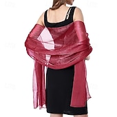economico Scialli-Scialle Donna Elegante Signore Senza Maniche Poliestere Stole da matrimonio Con Colore puro Per Matrimonio Estate