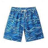 baratos Calções para Homem-Homens Calção Shorts de praia Com Cordão oceano Abstrato Arte abstrata Respirável Secagem Rápida Comprimento do joelho Ao ar livre Férias Casa Férias Estilo Étnico Azul Céu Azul Marinha Com Stretch