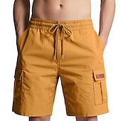 economico Classico-Per uomo Pantaloncini cargo Shorts Pantaloncini Estivi Coulisse Elastico in vita Multi-tasche Semplice Comodità Indossabile Lunghezza al ginocchio All&#039;aperto Sport Quotidiano Moda Casual Nero Giallo
