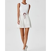 economico Abbigliamento Tennis da donna-Per donna Patchwork Abito da tennis Abito sportivo Senza Maniche Coulisse Pieghettato Traspirante Tennis Golf Pickleball Girocollo Tank Back Nero Rosso Verde Abbigliamento da tennis