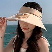 cheap Head Lights-1 Pc Women&#039;s USB Rechargeable Fan Hat Sunscreen Hat Beach Vacation Camping Wide brimmed Sunscreen Hat