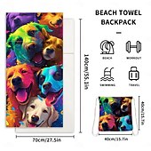 abordables ensembles de serviettes de plage-Serviettes de piscine à séchage rapide, serviettes de plage absorbantes 2 en 1, serviettes de camping pliables dans un sac de rangement, pliables, pour piscine, salle de bain, camping