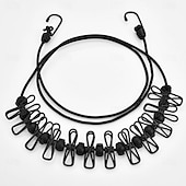 abordables Crochets et fixations-Corde à linge extensible antidérapante pour camping en plein air avec 12 clips, corde à linge extensible de voyage, corde à chaussettes, corde à linge suspendue