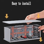 cheap Storage &amp; Organization-1:64 Model Car Display Case Diecast Diorama Garage，Simulated Parking Lot Model Miniature Scene Parking Lot PVC Assembly with Light Parking Space Model Display Frame Toy Display Box