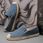 billiga Slip-ons och loafers till herrar-herrblå espadriller med slip-on-sula i jute – lätta och andningsbara skor för varmt väder