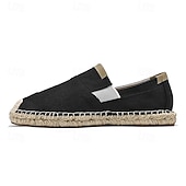 tanie Buty casual slip-on-męskie czarne espadryle wsuwane z podeszwą jutową - casualowe, wygodne obuwie letnie do noszenia na co dzień
