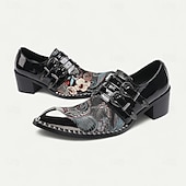 levne Elementární Společenské Boty-Černé kožené monk strap boty pro muže – Chic formální obuv na večírky a noční akce