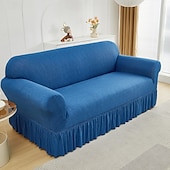 economico Copridivano-Copridivano 1 pz con dettagli a balze, alla moda, elastico, aderente, in poliestere e spandex, stile copridivano, elasticizzato, lavabile in lavatrice, stampa reattiva - adatto per poltrone