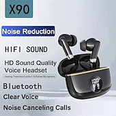 cheap TWS True Wireless Headphones-X90 TWS Wireless Earbuds – Bluetooth Headphones with HiFi Sound, 25H Battery, LED Display, Dual Mic Noise Reduction, Clear Voice Calls, Comfort Fit