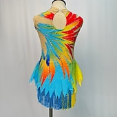 preiswerte Eiskunstlaufkleider-Eiskunstlaufkleid Damen Mädchen Eislaufen Kleider Blau Quaste elastisch Ausbildung Wettbewerb Eiskunstlaufkleidung Kristalle Ärmellos Eislaufen Eiskundstlauf