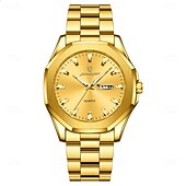 economico Orologi al quarzo-Orologio da polso di lusso da uomo, impermeabile, luminoso, con settimana e data, originale, in acciaio inossidabile, sportivo, al quarzo, da uomo.