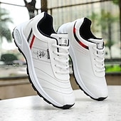 preiswerte Sneaker für Herren-weiße Sport-Sneaker für Herren mit rotem Akzent und leichtem Design – sportlich, stylisch, ideal für Freizeit und Sport