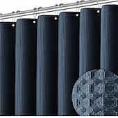 abordables Cortinas de ducha-Cortinas de ducha de tela gruesa texturizada de waffle Resistente a la humedad Forro con ganchos de acero inoxidable Calidad de lujo hotelera Verde salvia 180cm*180cm(70&quot;*70&quot;)