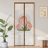 cheap Window Screen &amp; Door Screen-Flowers Magnetic Screen Door Heavy Duty Screen Door Mesh with Magnets, Privacy Door Curtain with Full Frame Tape,Automatical Closure, Easy Install