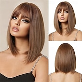 levne Syntetické trendy paruky-Ombré blond bob paruka s ofinou krátká rovná paruka pro ženy syntetické vlasy paruky pro denní párty cosplay nošení