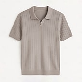 economico Polo classica da uomo-Per uomo Polo Maglione polo lavorato a maglia Affari Casuale Scollo a V Manica Corta Formale Tinta unica Novità Estate Tutte le stagioni Blu chiaro Cachi chiaro Nero Bianco Verde militare Caffè Polo