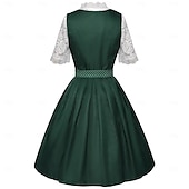 Χαμηλού Κόστους Dirndl-Φόρεμα Dirndl Γυναικείου Πράσινου Βαυαρίας με Ποδιά Σατέν και Μπλούζα Δαντέλας για το Oktoberfest