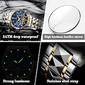 economico Orologi al quarzo-Orologio cronografo di lusso da uomo – orologio da polso al quarzo in acciaio inossidabile impermeabile con quadrante luminoso e datario